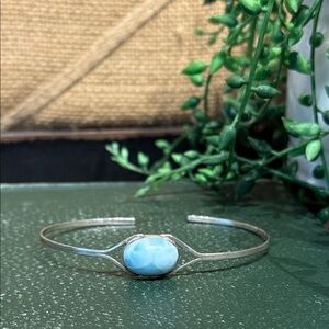 Sterling Silver Cuff  Bracelet with Larimar